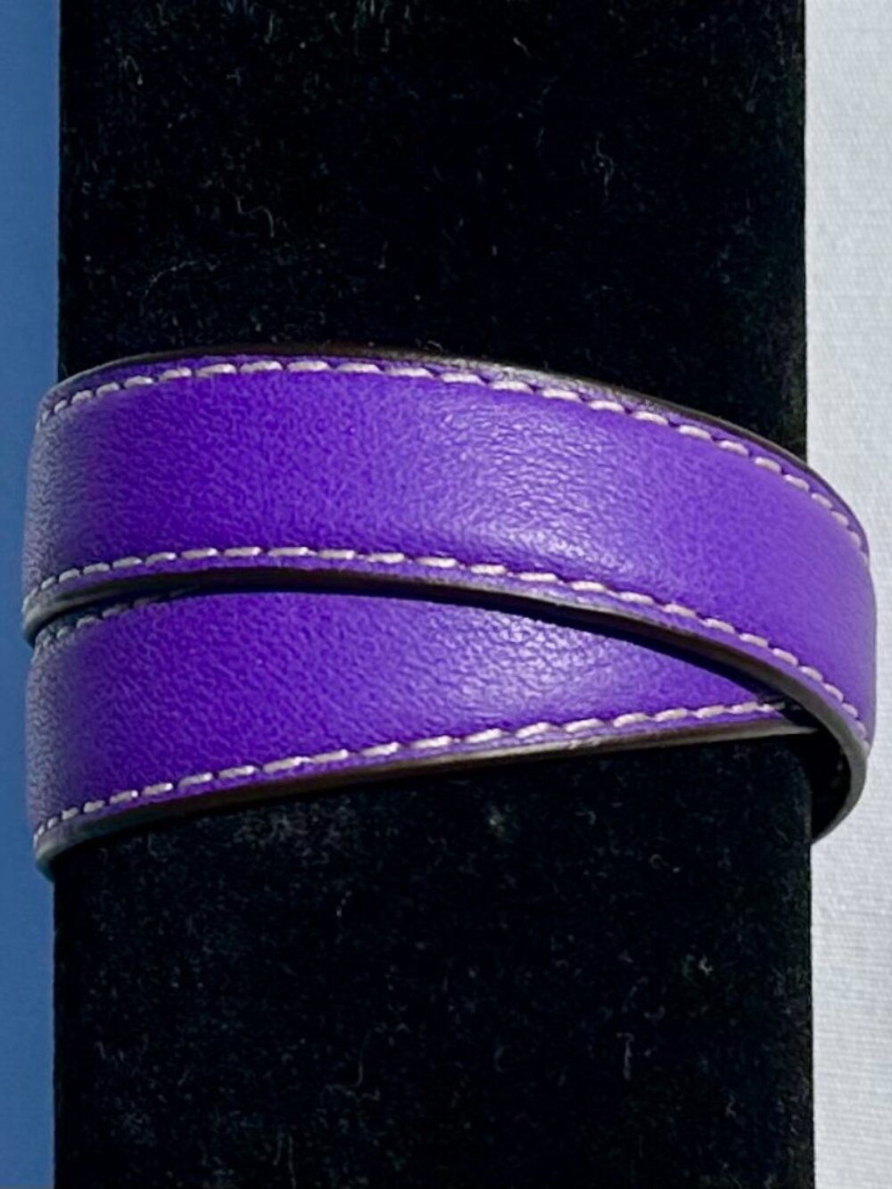 COACH Purple Leather Double Wrap Bracelet with Silver Turnlock - Picture 6 of 7